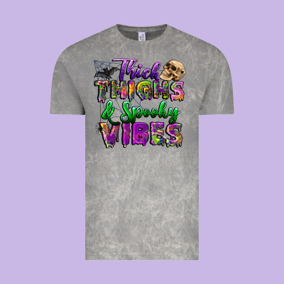 Thick Thighs And Spooky Vibes Vintage Tee Designed By Bundleandbundleshop
