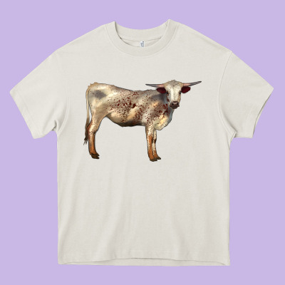 Texas Longhorn Heifer Heavy Core Tee Designed By Lillyallendesigns