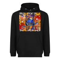 Black Fourth Of July Truck Heavyweight Hoodie - FaDigitalArtStudio