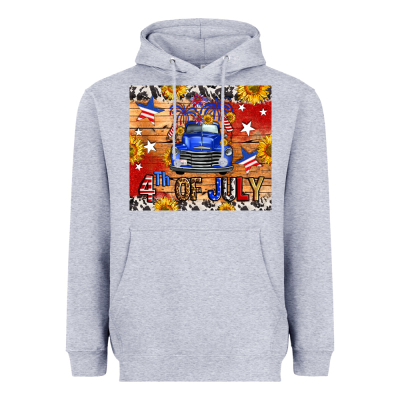Fourth Of July Truck Heavyweight Hoodie by FaDigitalArtStudio | Teevron