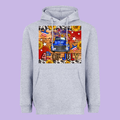 Fourth Of July Truck Heavyweight Hoodie Designed By Fadigitalartstudio