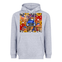 Heather Grey Fourth Of July Truck Heavyweight Hoodie - FaDigitalArtStudio