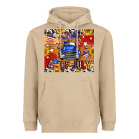 Mushroom Fourth Of July Truck Heavyweight Hoodie - FaDigitalArtStudio