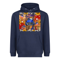 Navy Fourth Of July Truck Heavyweight Hoodie - FaDigitalArtStudio