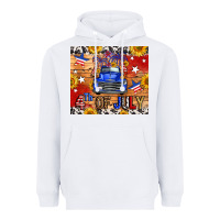 White Fourth Of July Truck Heavyweight Hoodie - FaDigitalArtStudio