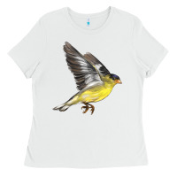 White Flying American Goldfinch Ladies Tee - LillyAllenDesigns