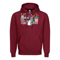 Burgundy Easter Day coffee drink Zipper Hoodie - HowdyJamesFarm