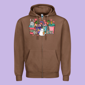 Easter Day Coffee Drink Zipper Hoodie Designed By Howdyjamesfarm