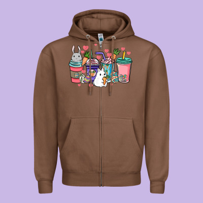 Easter Day Coffee Drink Zipper Hoodie Designed By Howdyjamesfarm