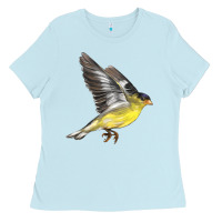 Baby Blue Flying American Goldfinch Ladies Tee - LillyAllenDesigns