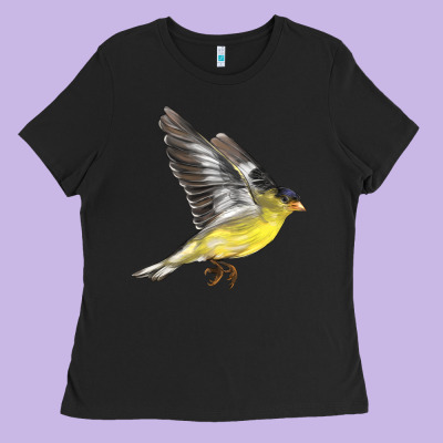 Flying American Goldfinch Ladies Tee Designed By Lillyallendesigns