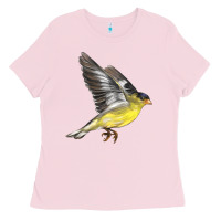 Bubblegum Pink Flying American Goldfinch Ladies Tee - LillyAllenDesigns