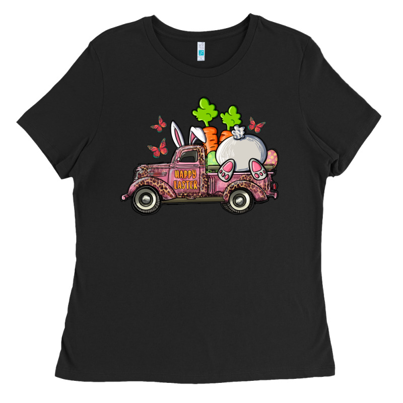 Happy Easter Pink Truck With Bunny Ladies Tee by RanaPortraitStore | Teevron