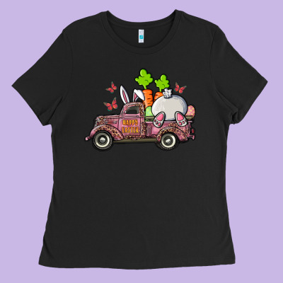 Happy Easter Pink Truck With Bunny Ladies Tee Designed By Ranaportraitstore