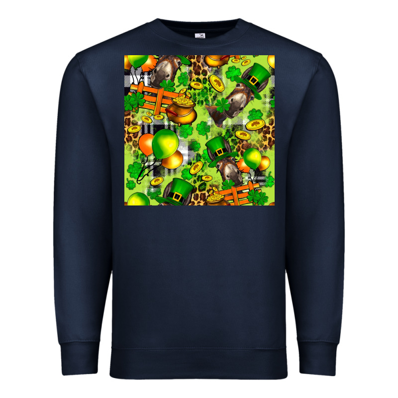 St. Patrick's Donkey With Shamrock Seamless Premium Sweatshirt by FaDigitalArtStudio | Teevron