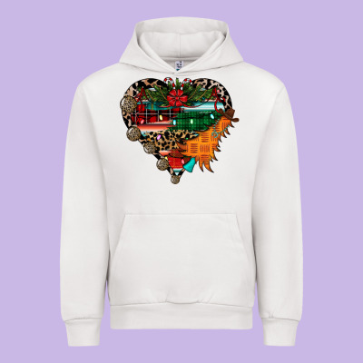 Festive Western Christmas Heart Urban Hoodie Designed By Cowhidedigitalart