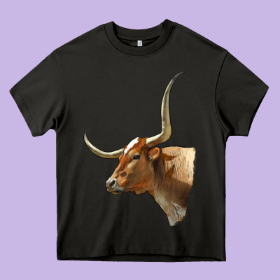 Texas Longhorn Cow Face Heavy Core Tee Designed By Lillyallendesigns
