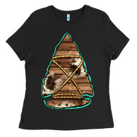 Black cowhide wooden arrowhead Ladies Tee - Jasminsmagicworld