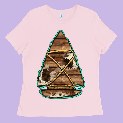 Cowhide Wooden Arrowhead Ladies Tee Designed By Jasminsmagicworld