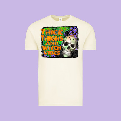 Thick Thighs And Witch Vibes Vintage Tee Designed By Jahusdesignshop