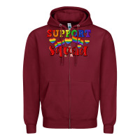 Burgundy Support squad pride Zipper Hoodie - CowGirlArtShop