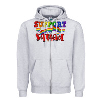 Heather Grey Support squad pride Zipper Hoodie - CowGirlArtShop