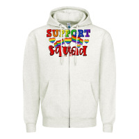 Oatmeal Heather Support squad pride Zipper Hoodie - CowGirlArtShop