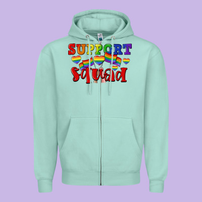 Support Squad Pride Zipper Hoodie Designed By Cowgirlartshop