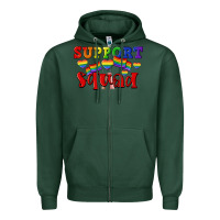 Sports Green Support squad pride Zipper Hoodie - CowGirlArtShop