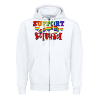 White Support squad pride Zipper Hoodie - CowGirlArtShop