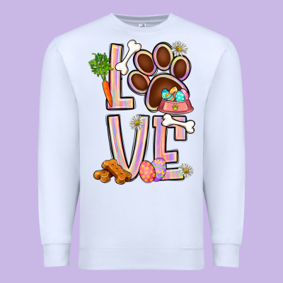Tie Dye Easter Love Dog Paw Premium Sweatshirt Designed By Bundleandbundleshop