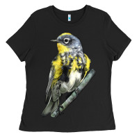 Black yellow rumped warbler Ladies Tee - LillyAllenDesigns