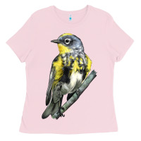 Bubblegum Pink yellow rumped warbler Ladies Tee - LillyAllenDesigns