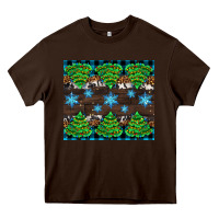 Chocolate Brown Christmas tree with snow Heavy Core Tee - AdoDesignShop