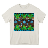 Cream Christmas tree with snow Heavy Core Tee - AdoDesignShop