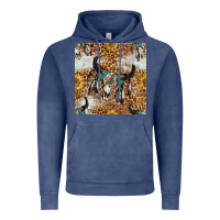 Vintage Denim Western Bull Skull And Sunflowers With Leopard Seamless Pattern Vintage Hoodie - BundleAndBundleShop