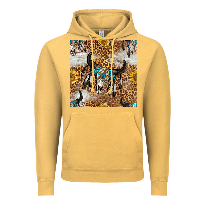 Western Bull Skull And Sunflowers With Leopard Seamless Pattern Vintage Hoodie by BundleAndBundleShop | Teevron