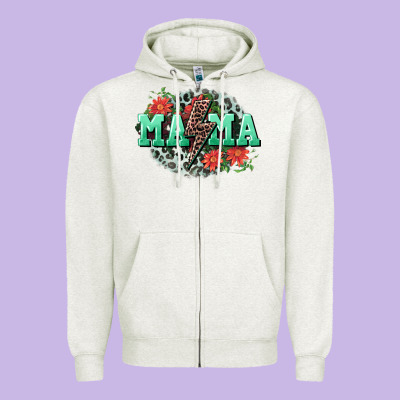 Mama Rock Lightning Bolt Mother's Day Zipper Hoodie Designed By Cowgirlartshop