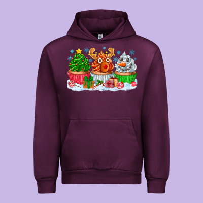 Festive Christmas Cupcakes Urban Hoodie Designed By Cowhidedigitalart