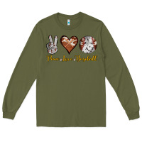 Army Green peace love baseball Long Sleeve Tee - RanaPortraitStore