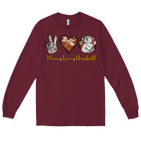 Burgundy peace love baseball Long Sleeve Tee - RanaPortraitStore