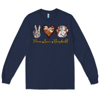 Navy peace love baseball Long Sleeve Tee - RanaPortraitStore