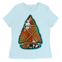 Baby Blue cowhide rusty arrowhead Ladies Tee - Jasminsmagicworld