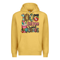 Antique Gold hundred days of coffee and chaos Premium Hoodie - OliviaCreatesArt