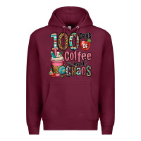Burgundy hundred days of coffee and chaos Premium Hoodie - OliviaCreatesArt
