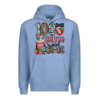 Colony Blue hundred days of coffee and chaos Premium Hoodie - OliviaCreatesArt