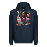 Navy hundred days of coffee and chaos Premium Hoodie - OliviaCreatesArt
