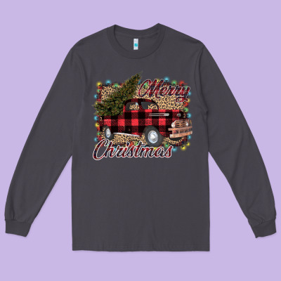 Merry Christmas Truck Long Sleeve Tee Designed By Bettercallsaul