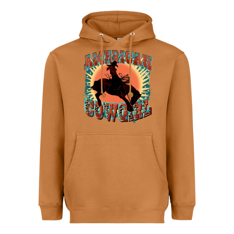 American Cowgirl 4th Of July Heavyweight Hoodie by FaDigitalArtStudio | Teevron