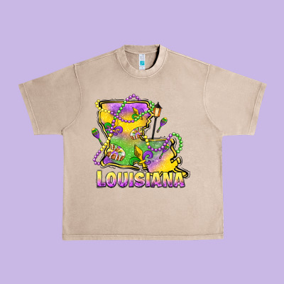 Louisiana Mardi Gras State Map Urban Heavy Tee Designed By Lillyallendesigns